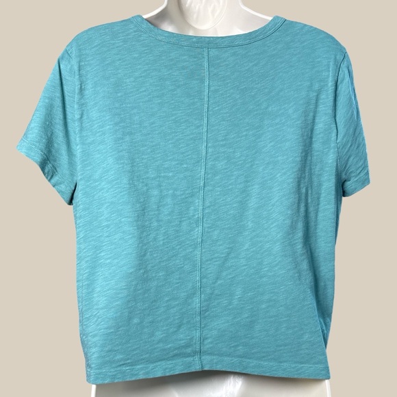 J. Crew Women’s Green Girlfriend Tee Chest Pocket  Boxy Cropped 100% Cotton SZ L - Picture 2 of 5